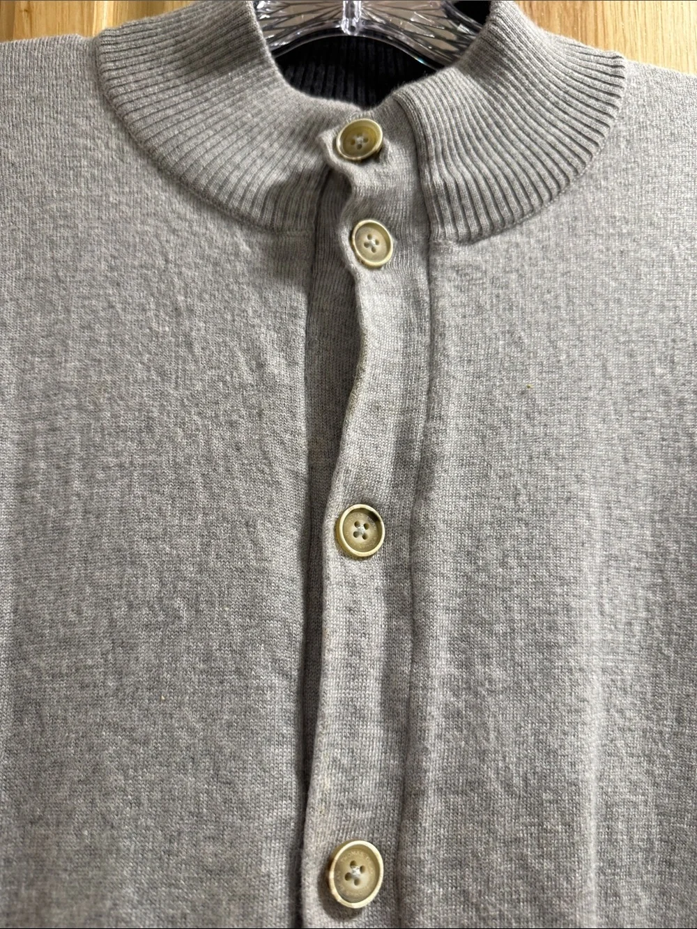 Thomas Dean Merino Wool Men’s XXL Light Gray Button-Up Cardigan Grandpacore